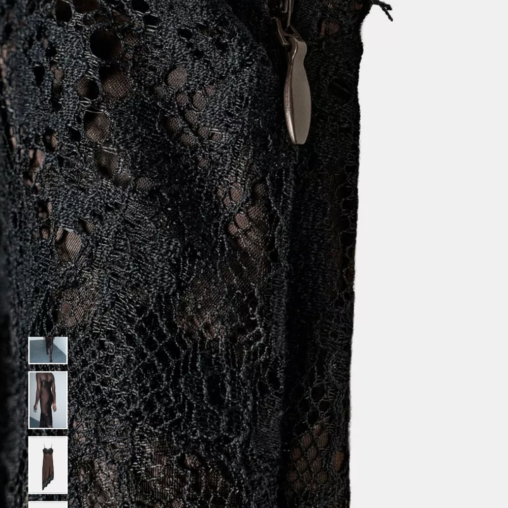 Zara Chocolate Asymmetrical Dress with Lace - Picture 8 of 10